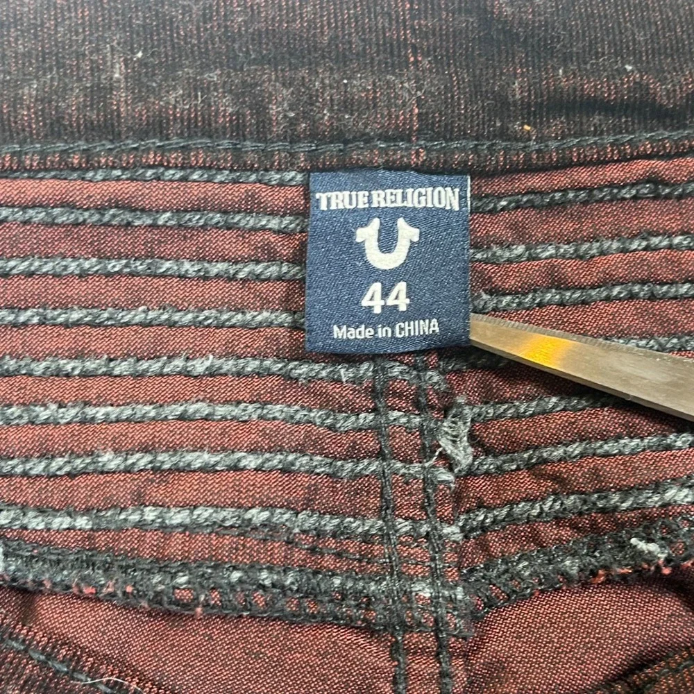True Religion Corduroy Pants Rocco Black Red Moto Punk Grunge Y2K Men‎ 44